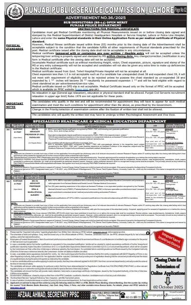 Apply Now for PPSC Si Jobs 2025 – 300+ Vacancies in Punjab Police (BS-14) Last Date October 2