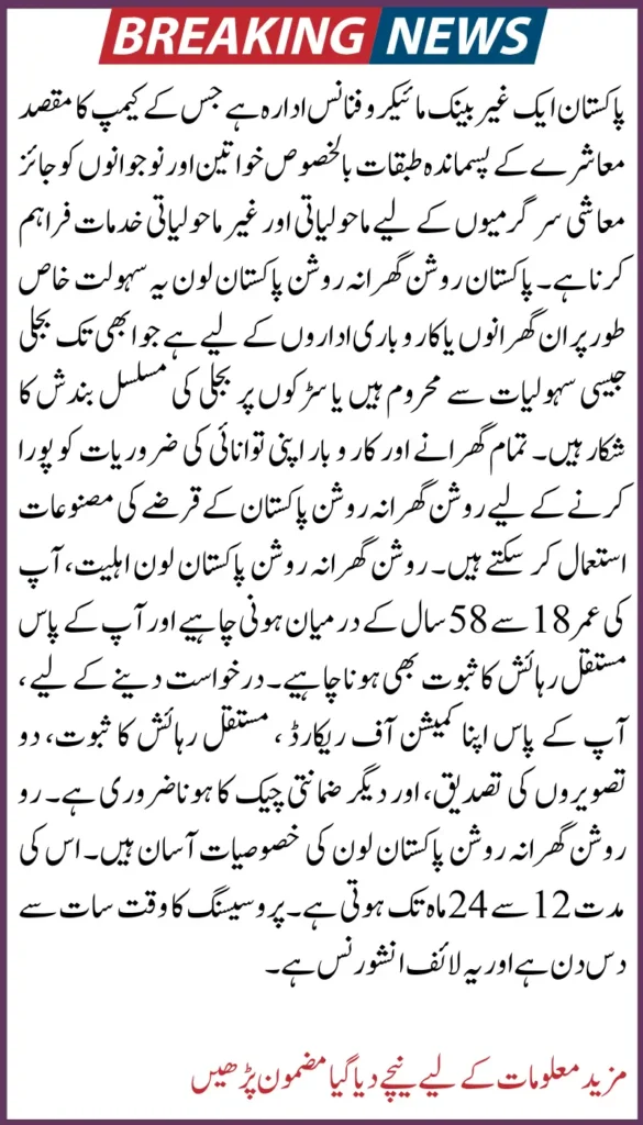 Roshan Gharana Solar Loan Scheme from Agahe Pakistan