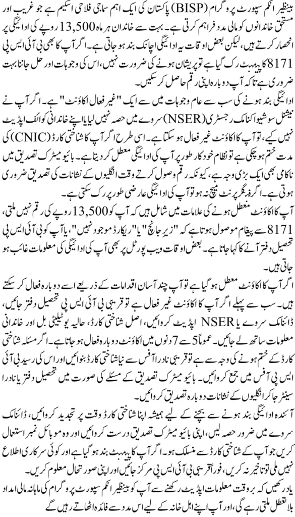 Reasons Why BISP 8171 Payment Suspended – Causes & Easy Fixes